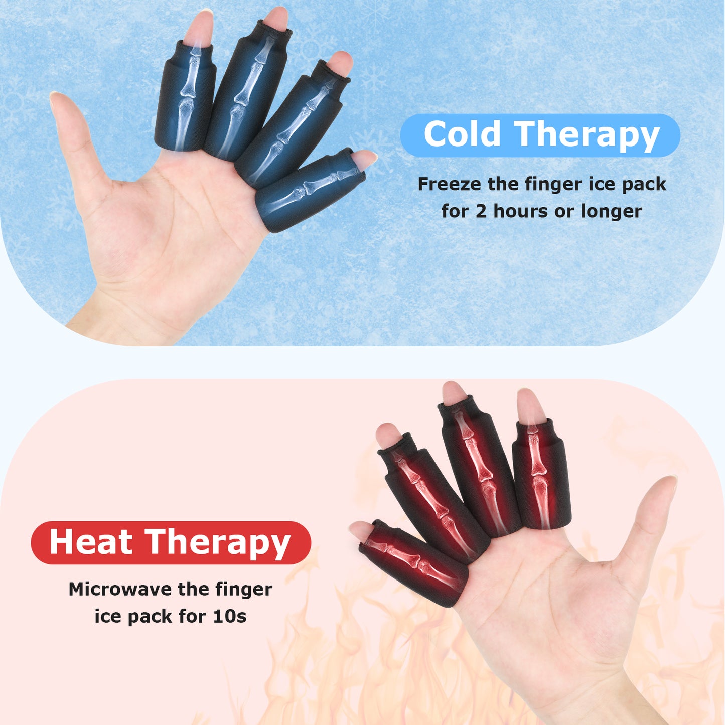 Finger Ice Sleeves 4 Ice Packs for Fingers, Thumbs & Toes Hot Cold Therapy for arthritis, tendinitis, trigger finger and swollen finger