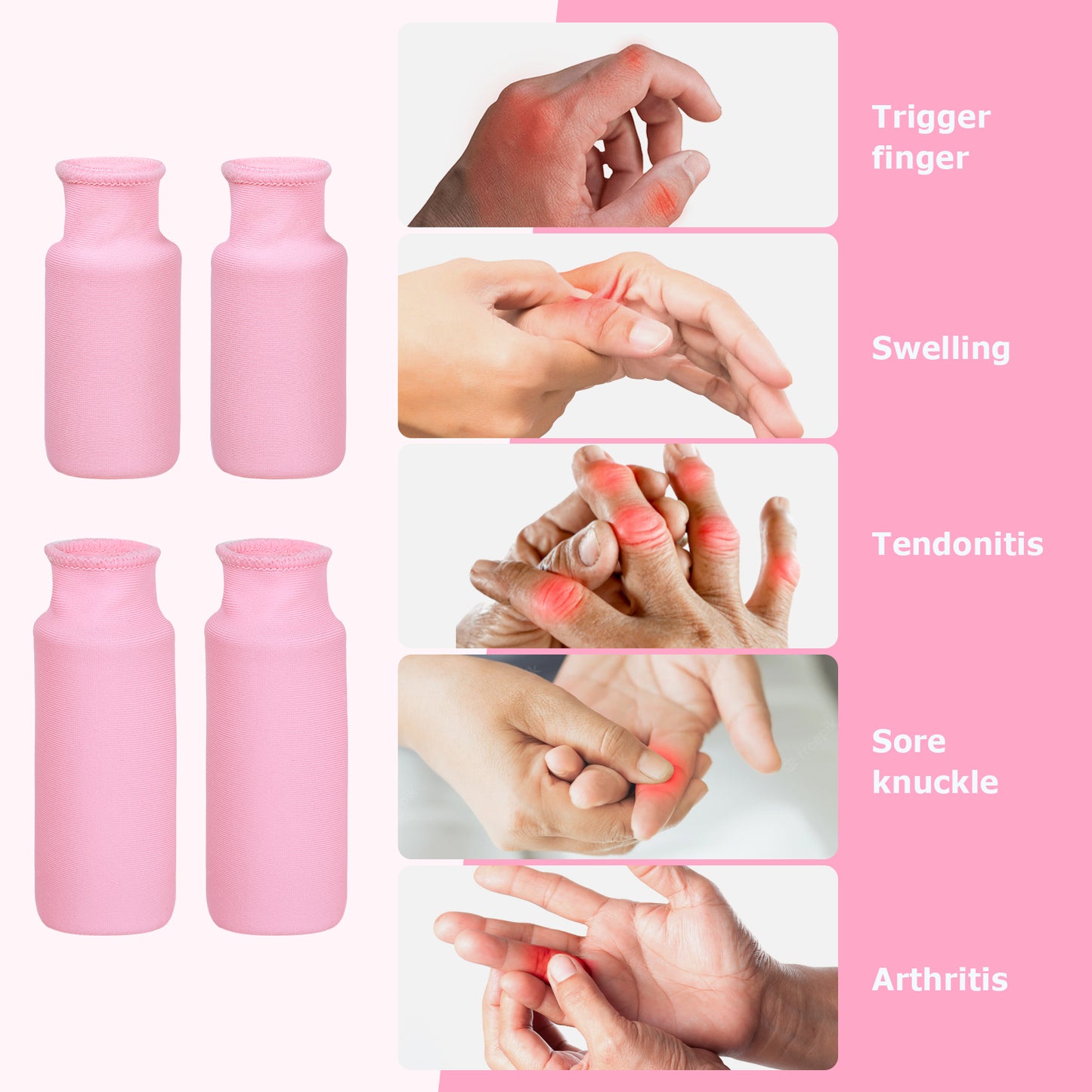 Helthrelife Finger Ice Sleeves Ice Packs for Fingers, Thumbs & Toes Hot Cold Therapy for Arthritis, Tendinitis, Trigger Finger and Swollen Finger Pink