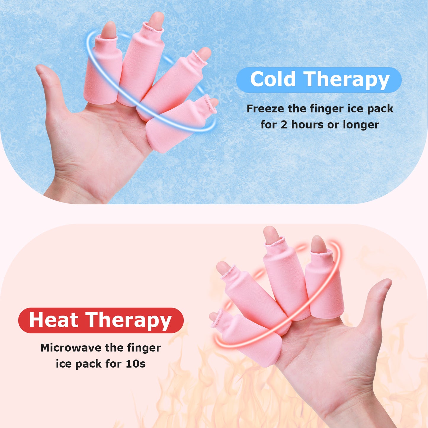 Helthrelife Finger Ice Sleeves Ice Packs for Fingers, Thumbs & Toes Hot Cold Therapy for Arthritis, Tendinitis, Trigger Finger and Swollen Finger Pink