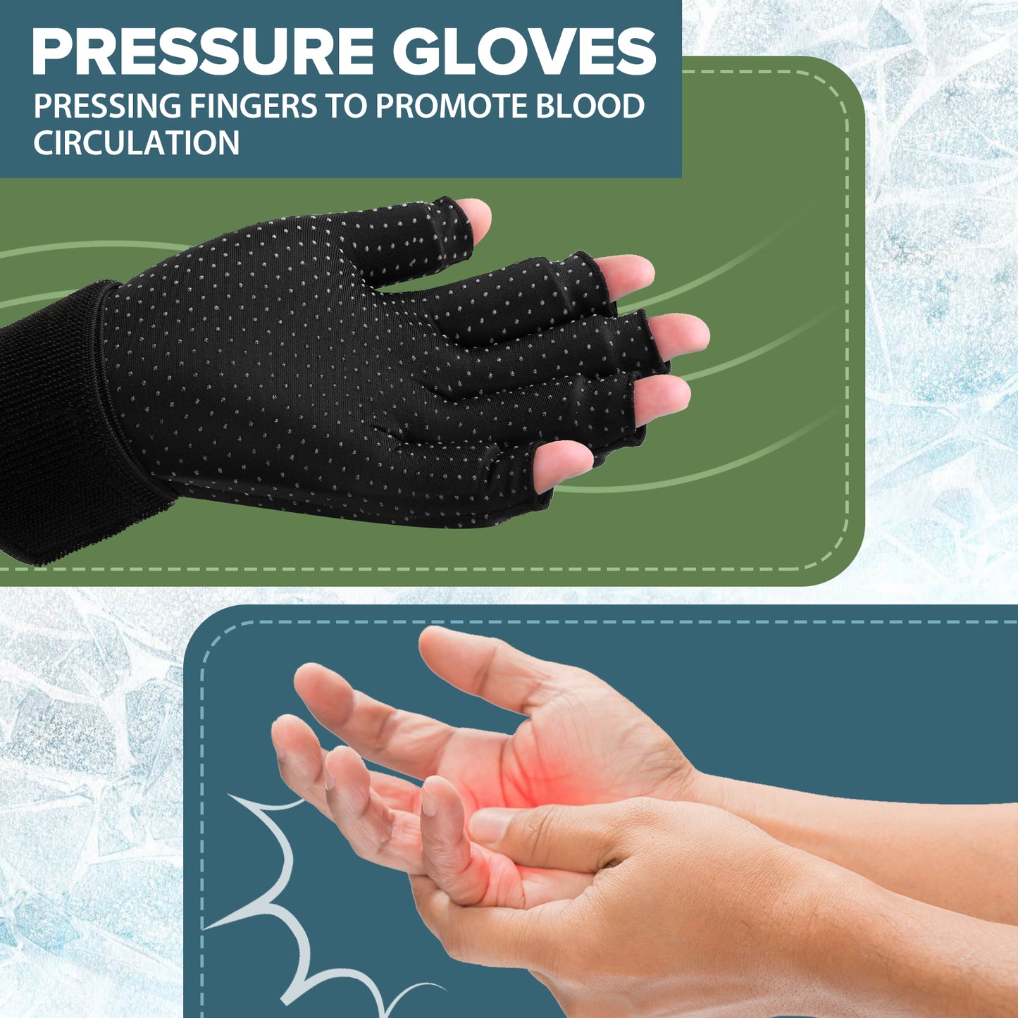 Helthrelife Open Finger Arthritis Compression Ice Glove for Men&Women, Hand Ice Pack for Carpal Tunnel, Arthritis, Tendinitis, Osteoporosis, Neuropathy Cold&Heat Therapy