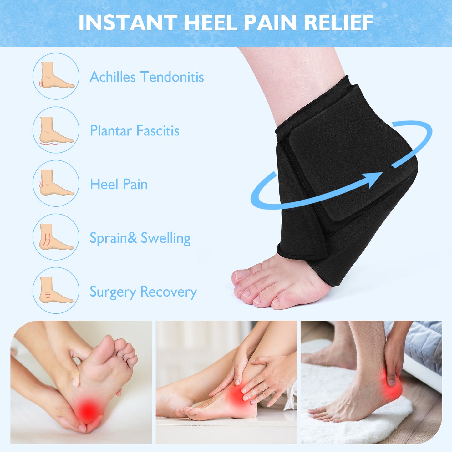 Helthrelife Heel Ankle Ice Pack, Ice Pack Wrap for Ankle, Heel, Foot Pack of Two